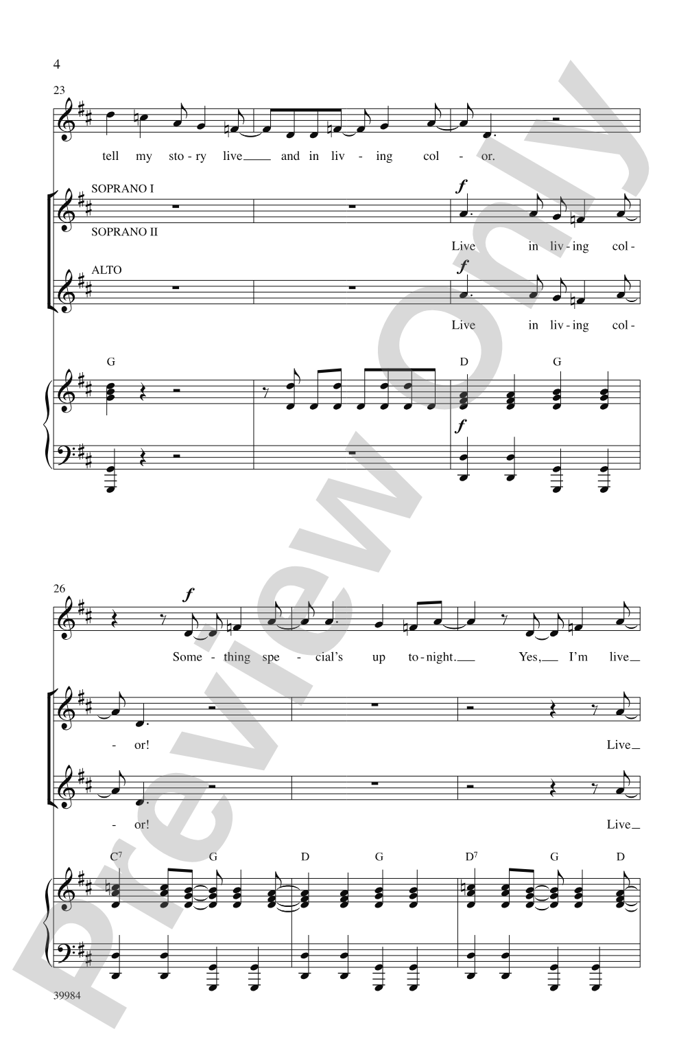 Live in Living Color (from the musical <i>Catch Me If You Can</i>): SSA Choral Octavo