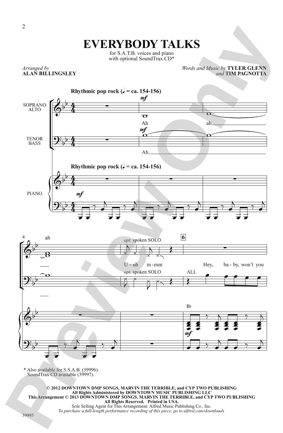 Everybody Talks: SATB Choral Octavo