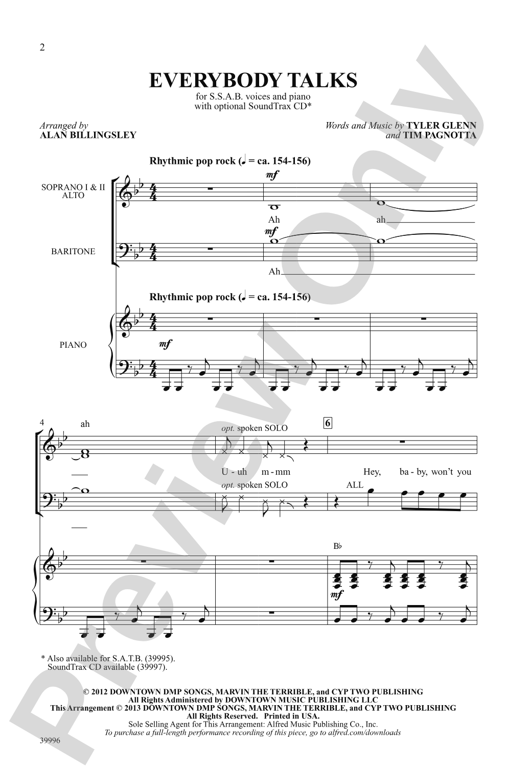 Everybody Talks: SSAB Choral Octavo