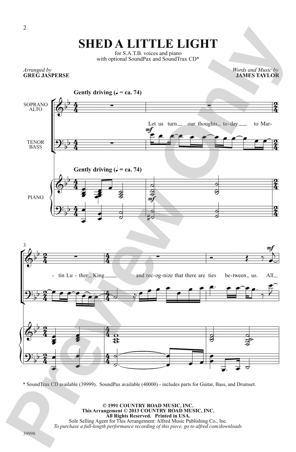 Shed a Little Light: SATB Choral Octavo