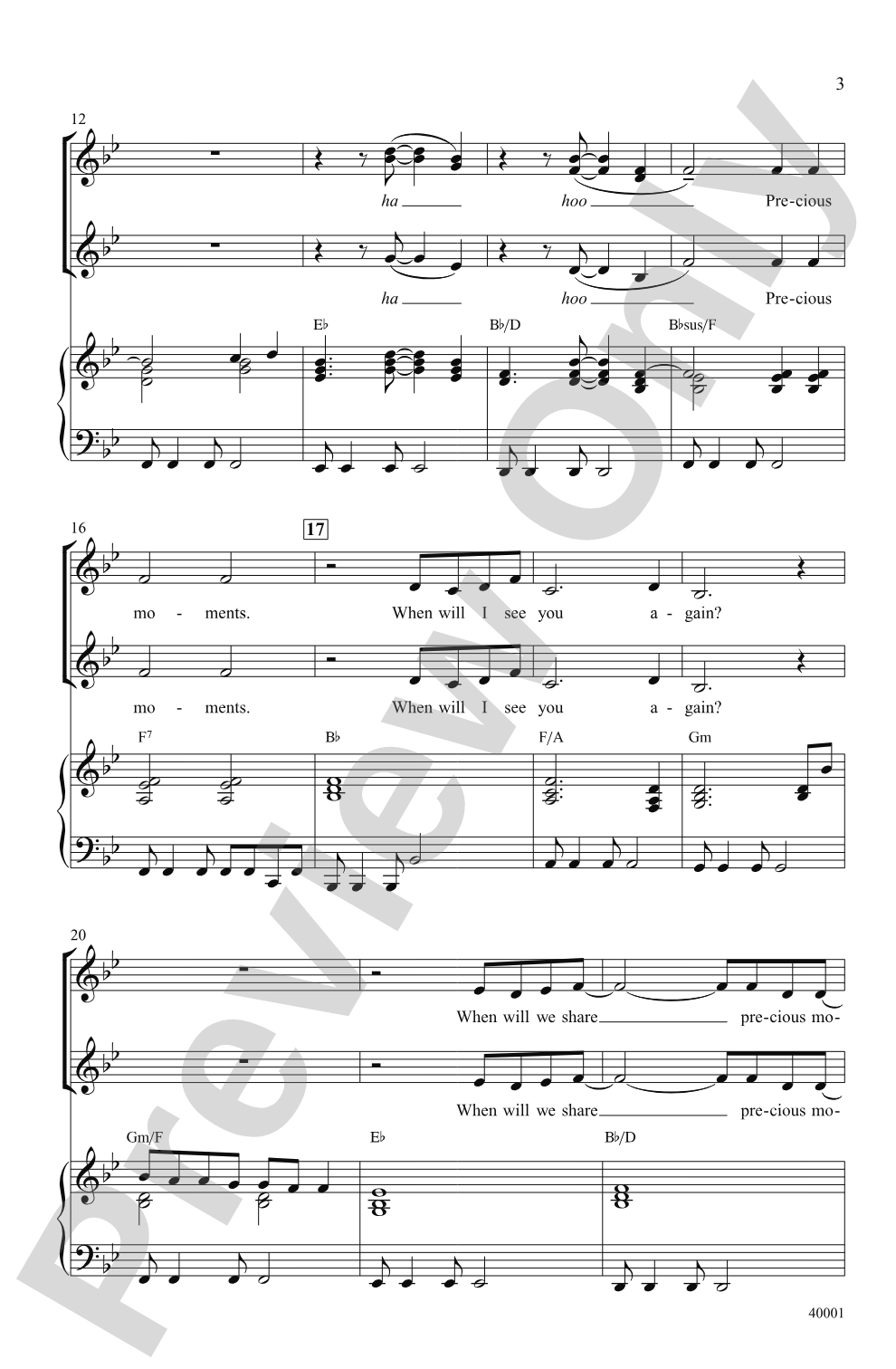 When Will I See You Again: SSA Choral Octavo