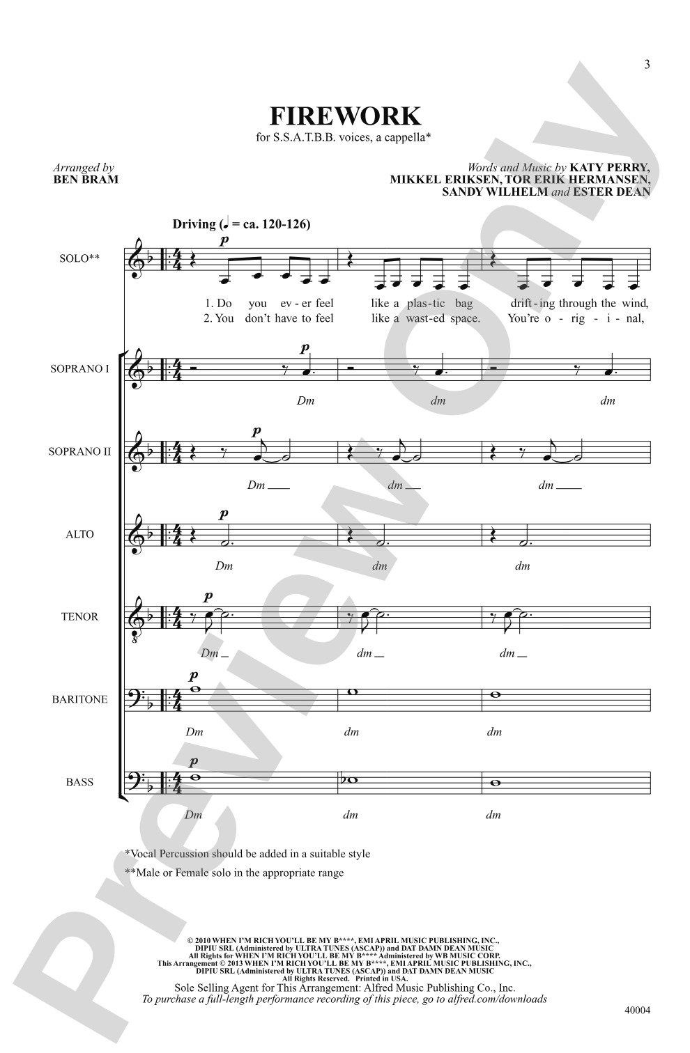 Firework: SSATBB, <i>a cappella</i> Choral Octavo