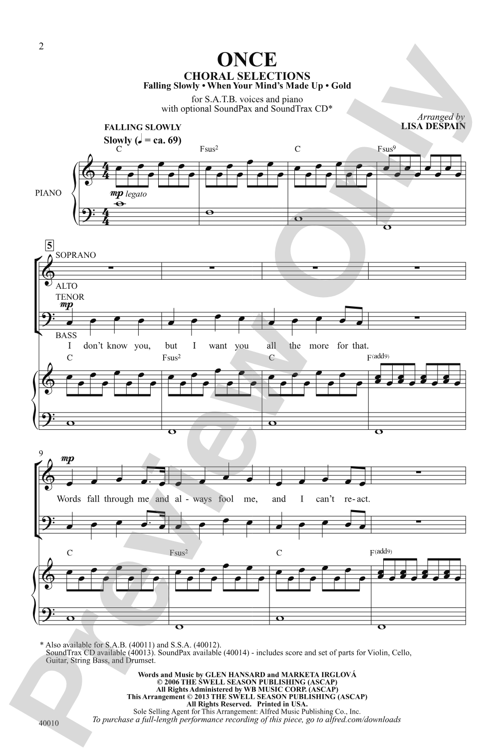 Once: SATB Choral Octavo