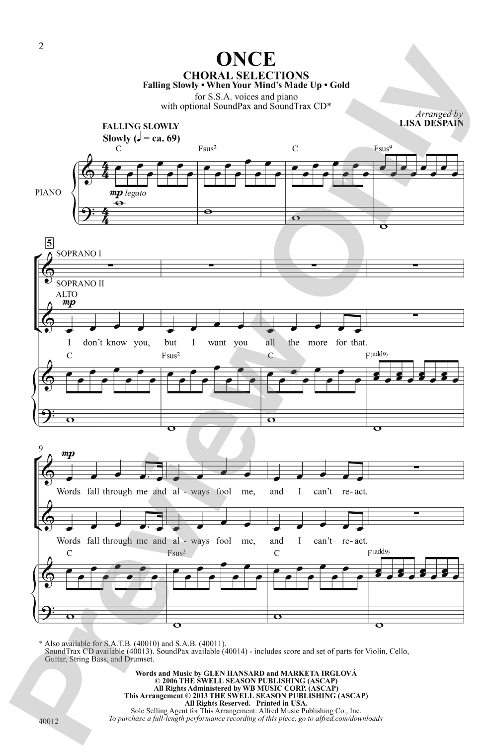 Once: SSA Choral Octavo