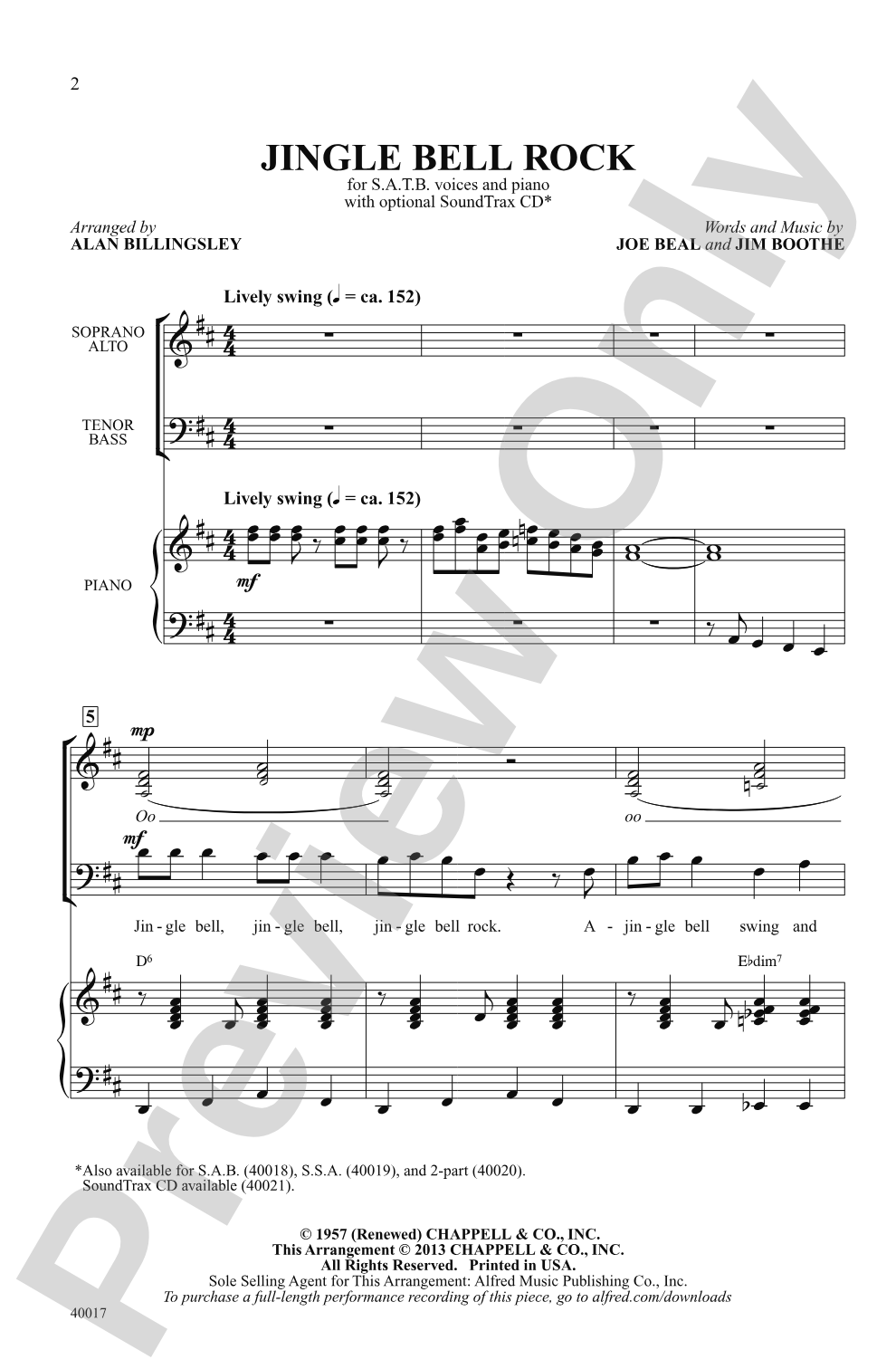 Jingle Bell Rock: SATB Choral Octavo