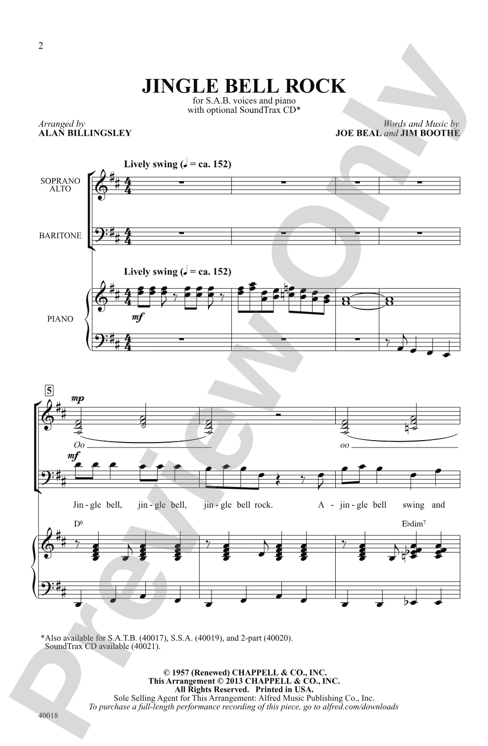 Jingle Bell Rock: SAB Choral Octavo