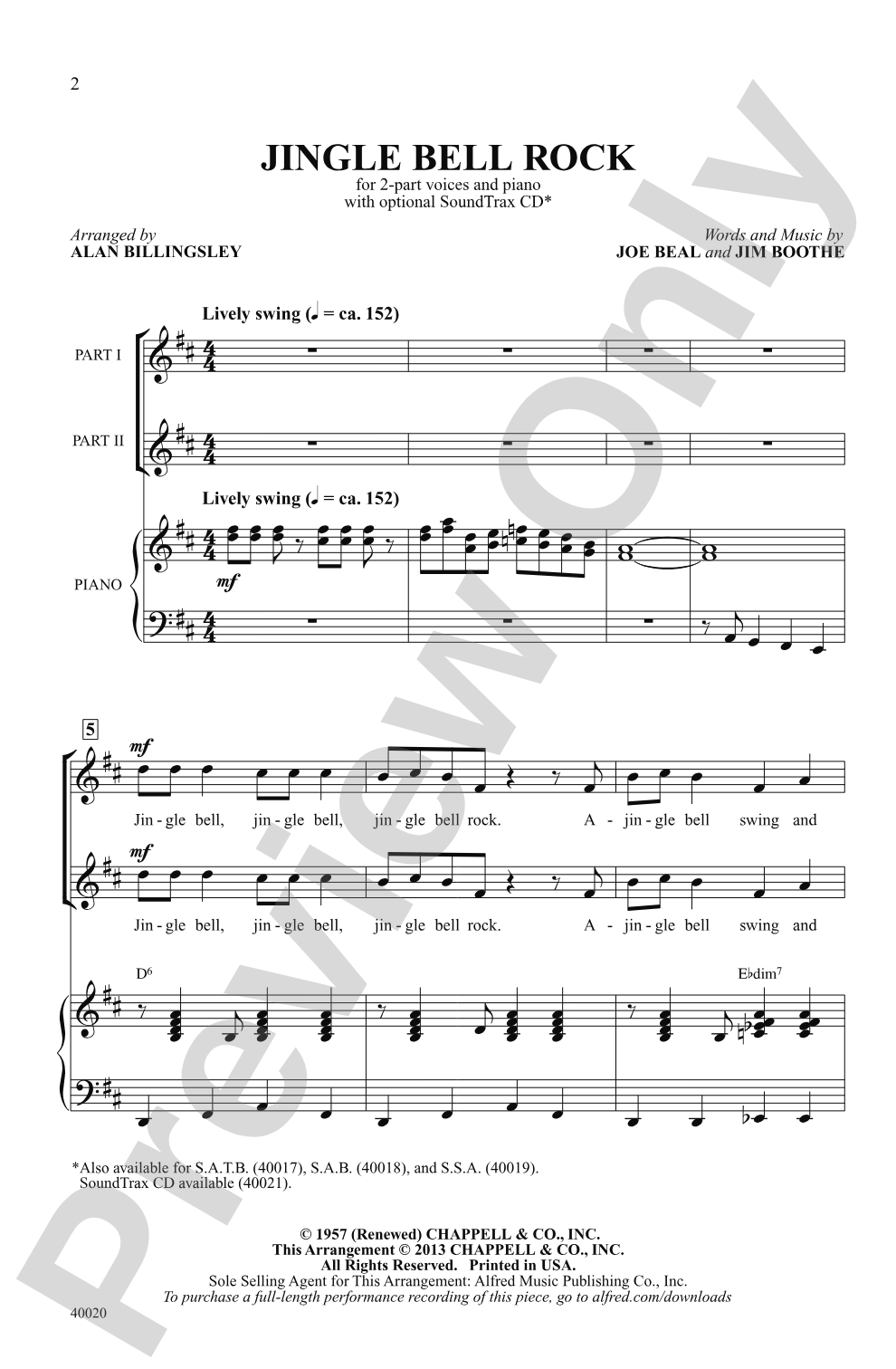 Jingle Bell Rock: 2-Part Choral Octavo
