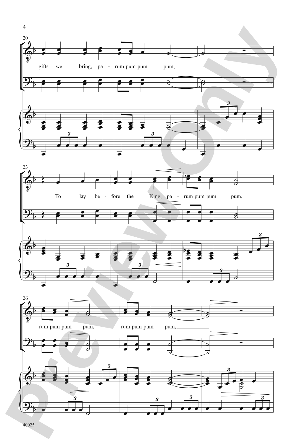 The Little Drummer Boy: TTBB Choral Octavo
