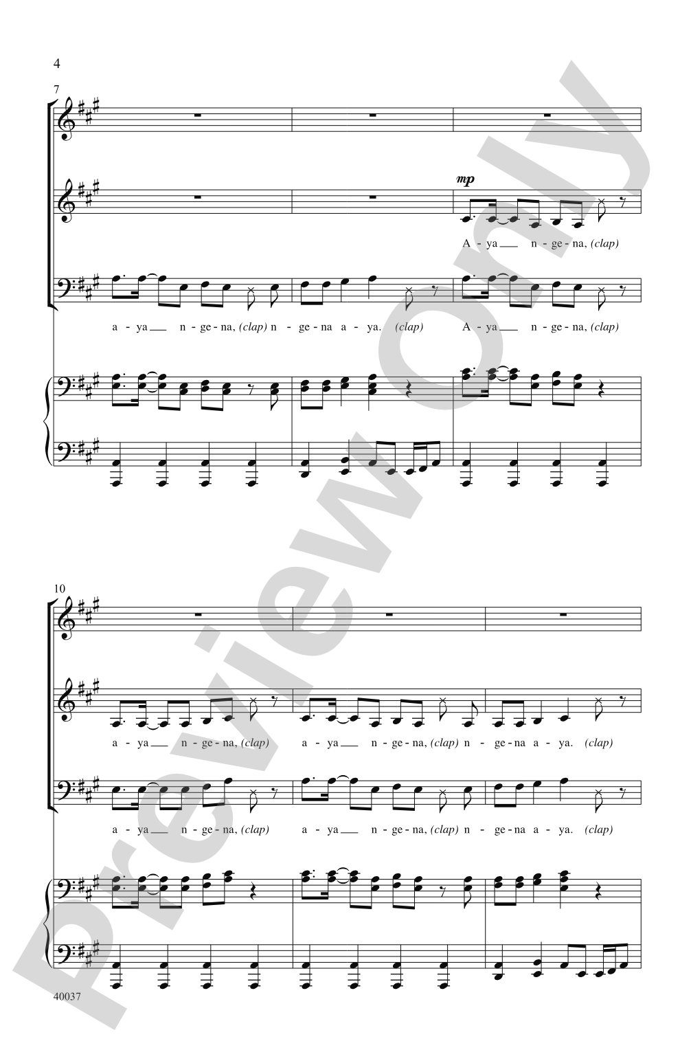 Aya Ngena: SATB Choral Octavo