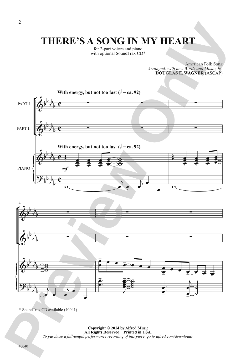 There's a Song in My Heart: 2-Part Choral Octavo