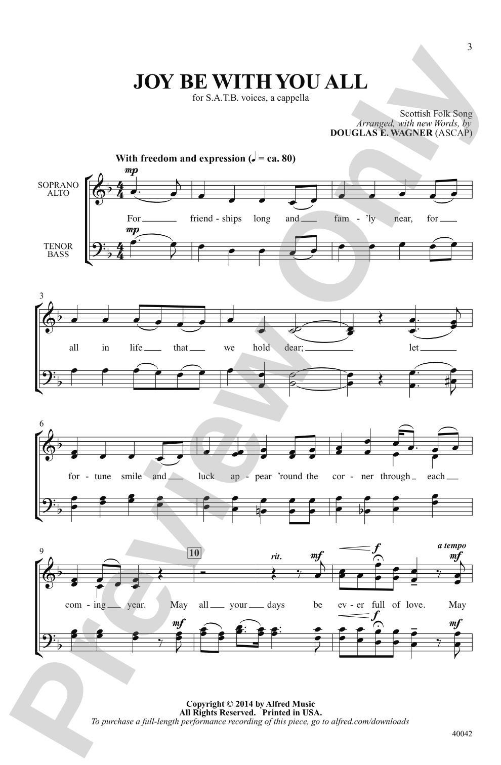 Joy Be With You All: SATB, <i>a cappella</i> Choral Octavo