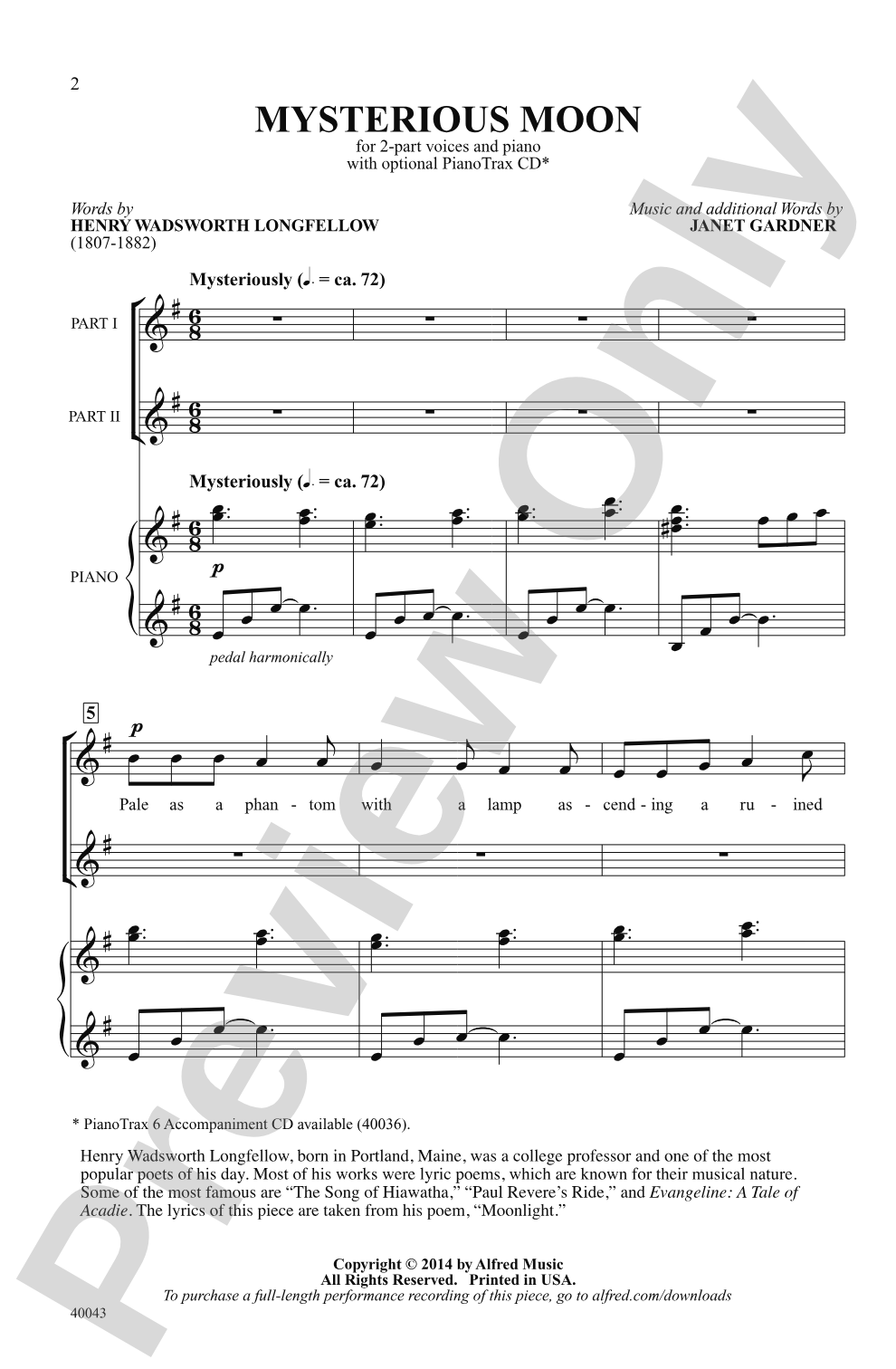Mysterious Moon: 2-Part Choral Octavo