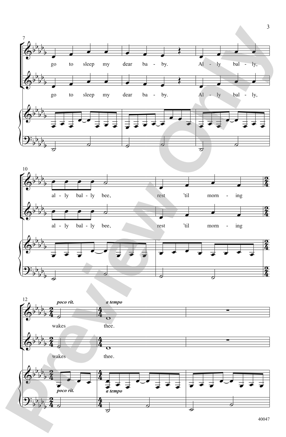 Ally Bally Bee: SSA Choral Octavo