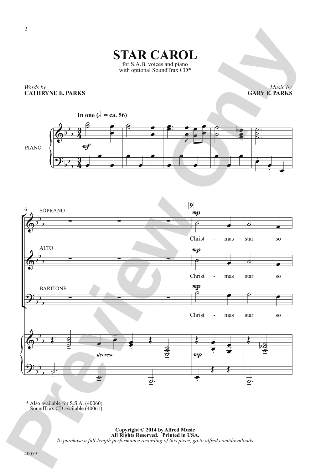 Star Carol: SAB Choral Octavo