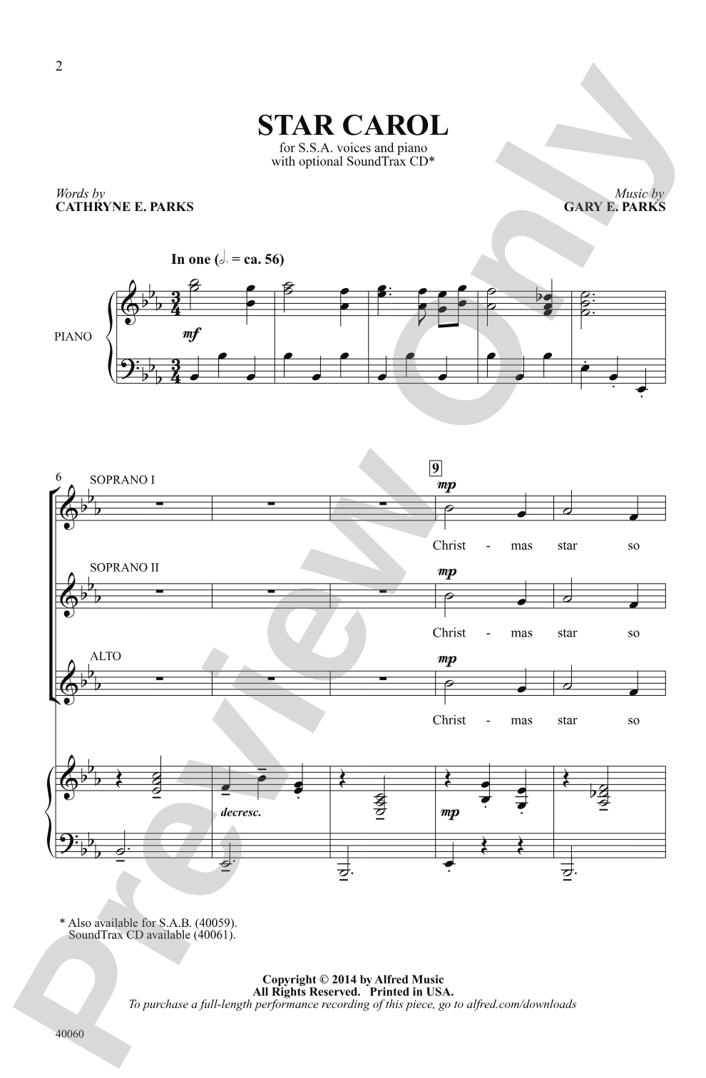 Star Carol: SSA Choral Octavo