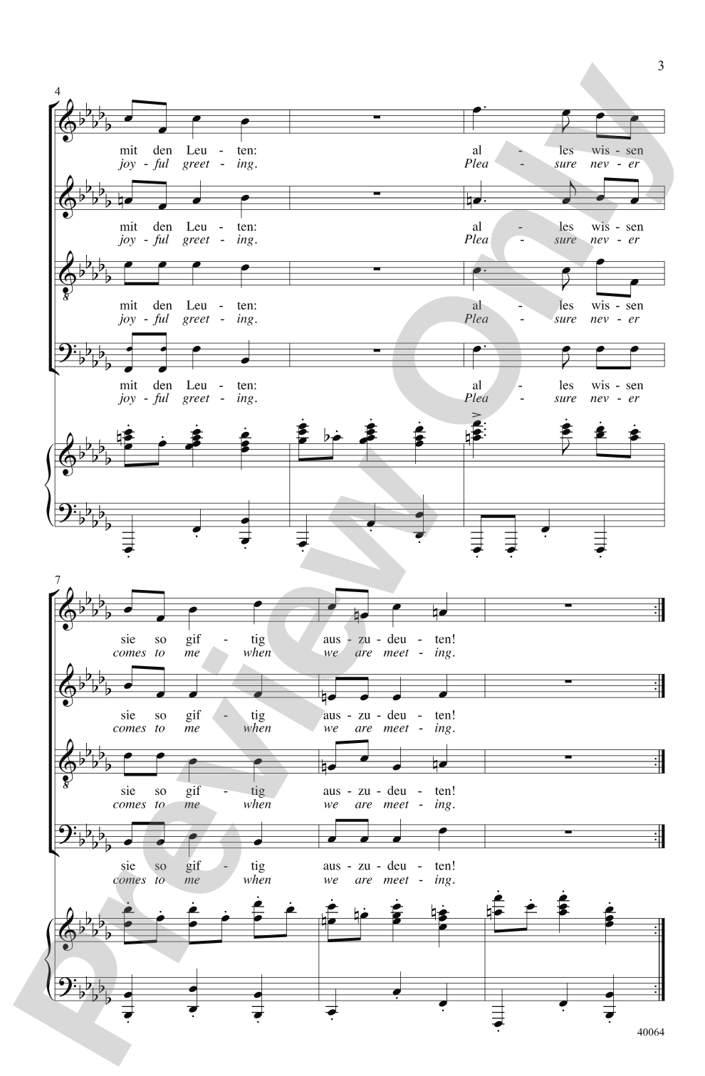 Three Liebeslieder Waltzes (from <i>Liebeslieder Walzer</i>, Opus 52): SATB Choral Octavo
