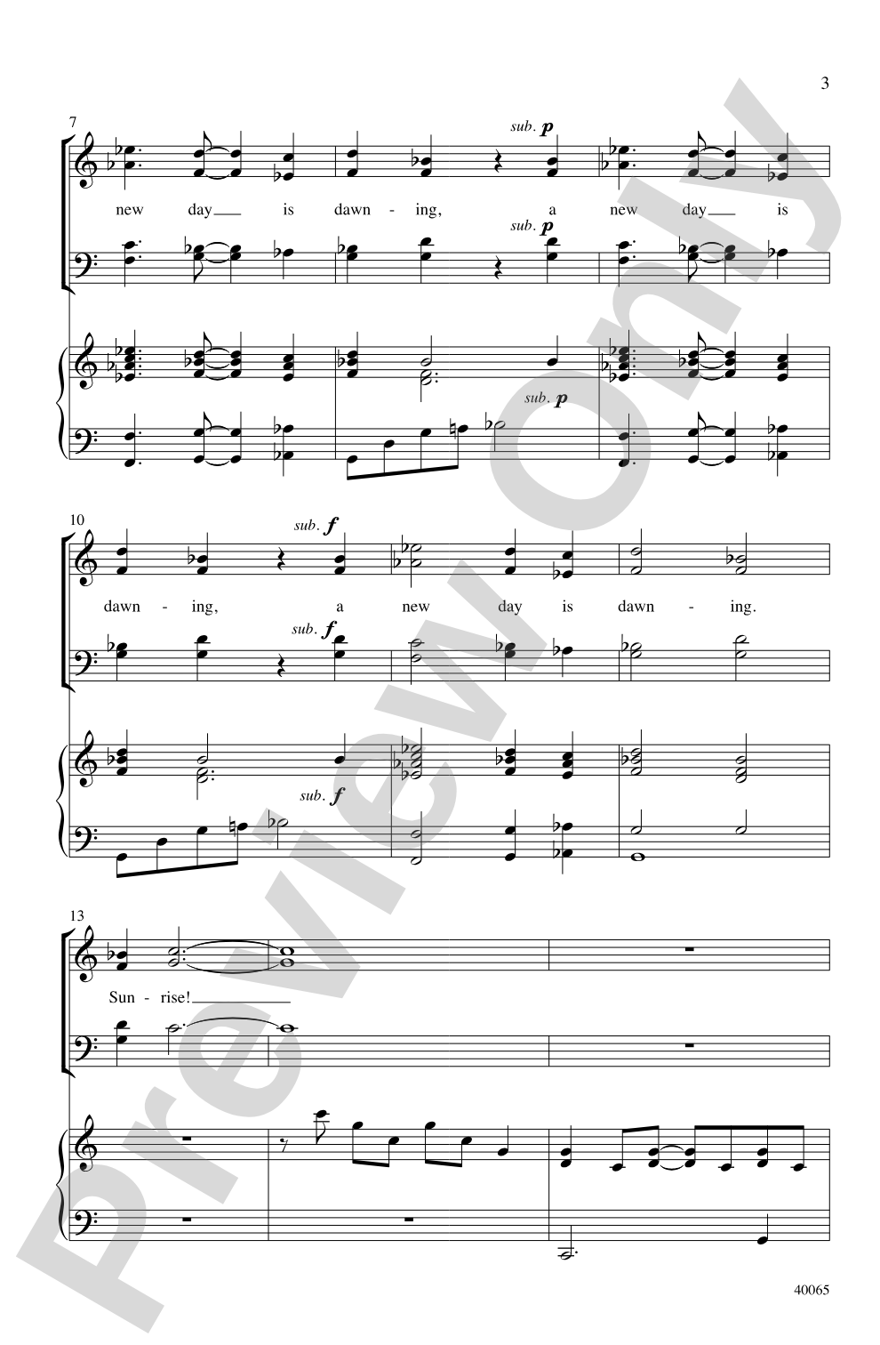 Sunrise: SATB Choral Octavo