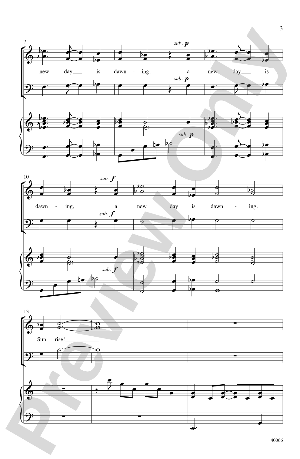 Sunrise: SAB Choral Octavo