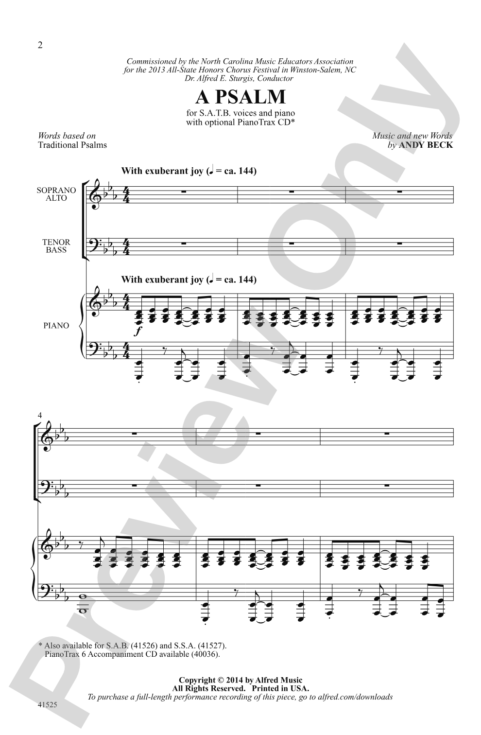 A Psalm: SATB Choral Octavo