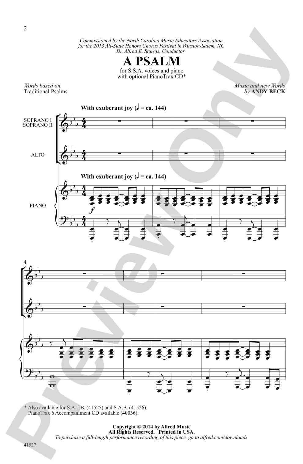 A Psalm: SSA Choral Octavo