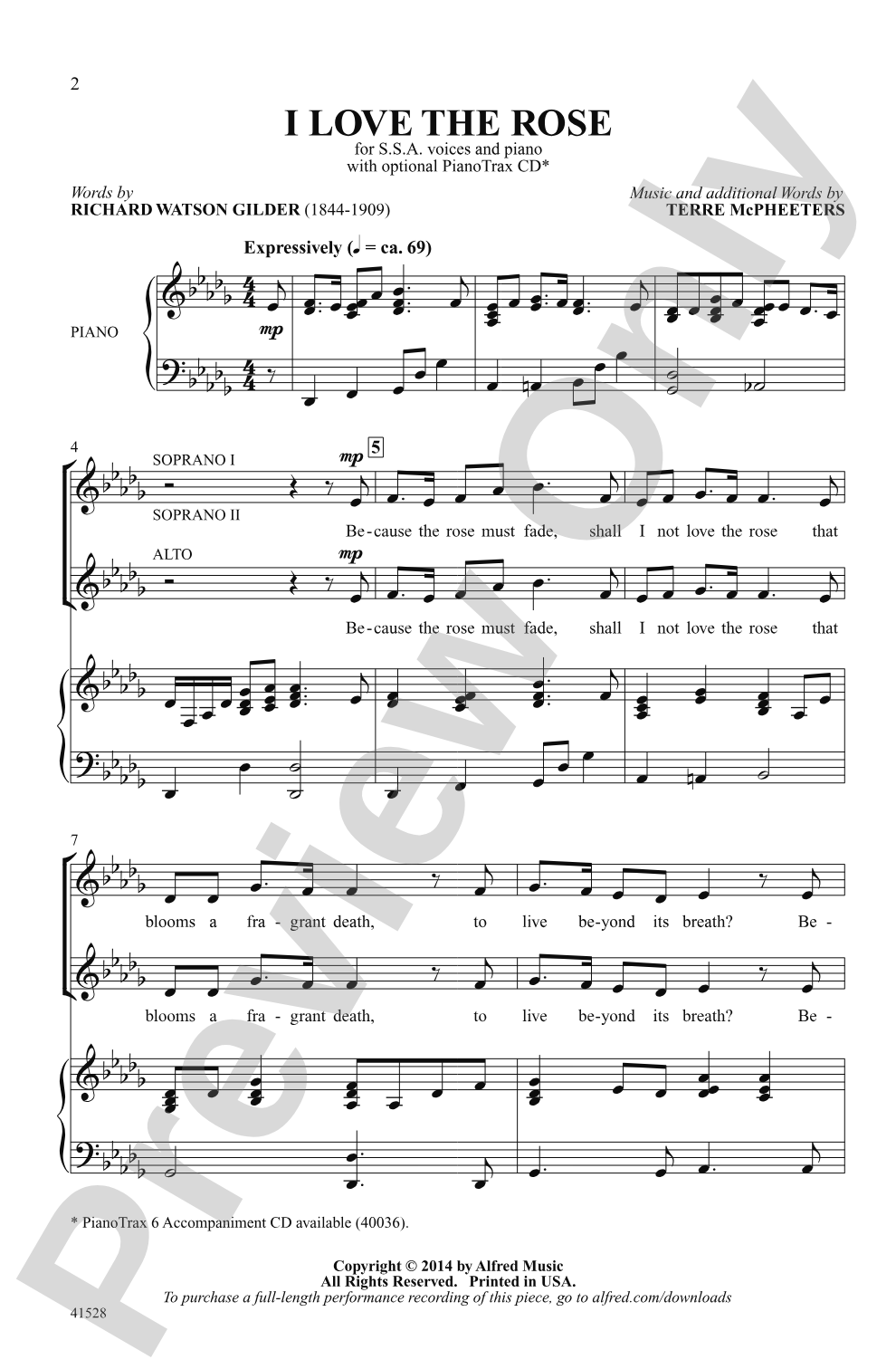 I Love the Rose: SSA Choral Octavo