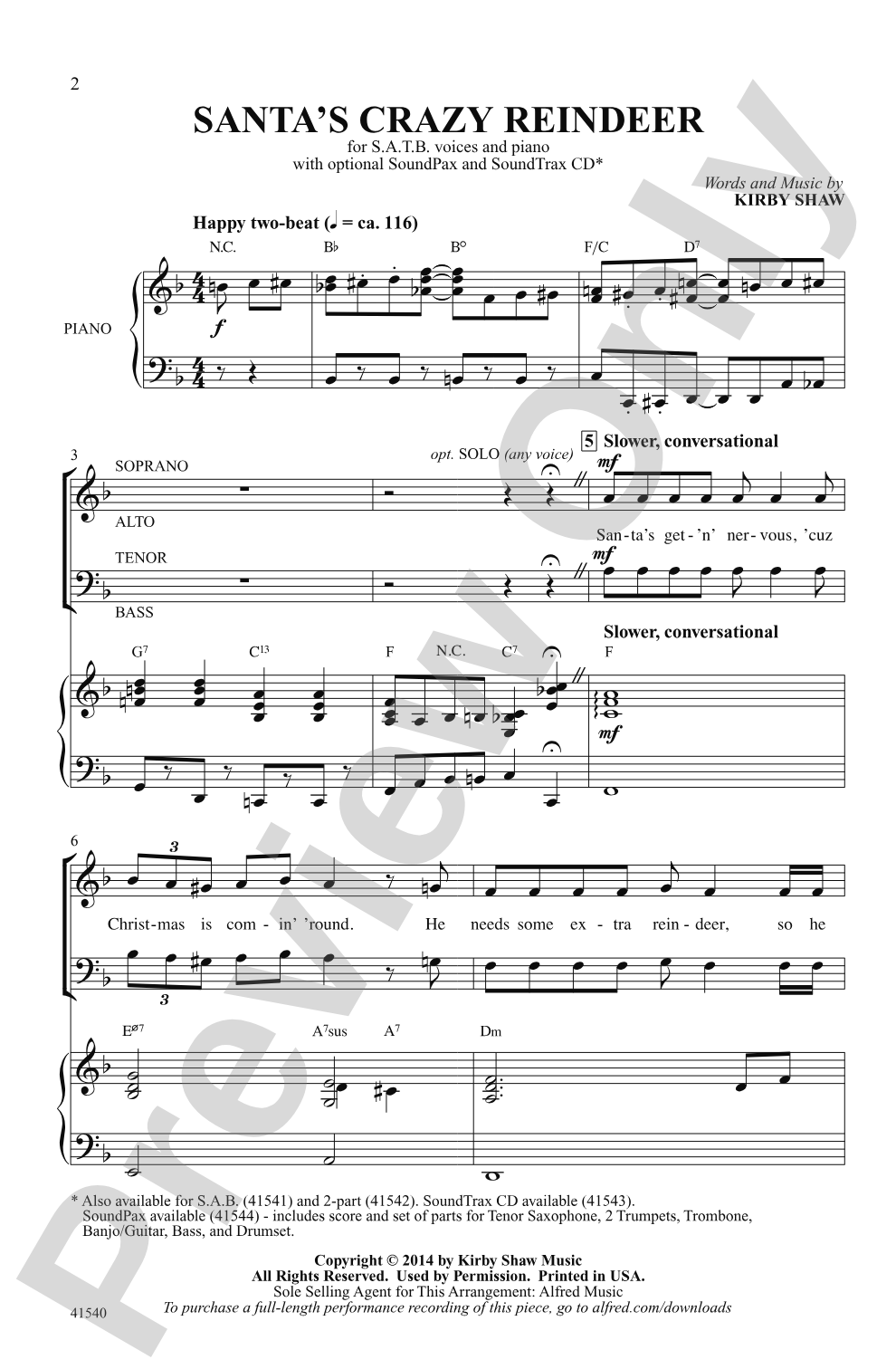 Santa's Crazy Reindeer: SATB Choral Octavo