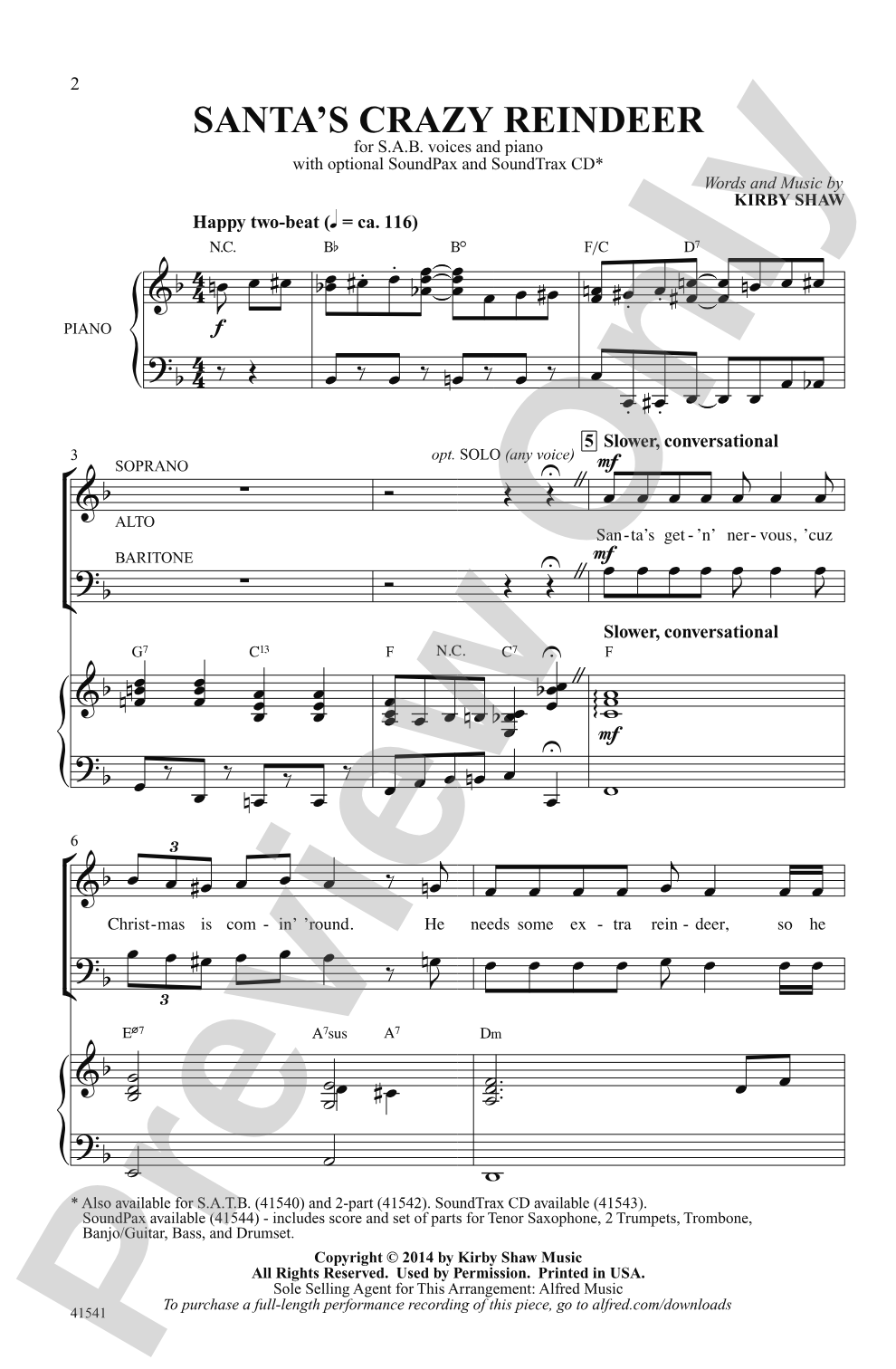 Santa's Crazy Reindeer: SAB Choral Octavo