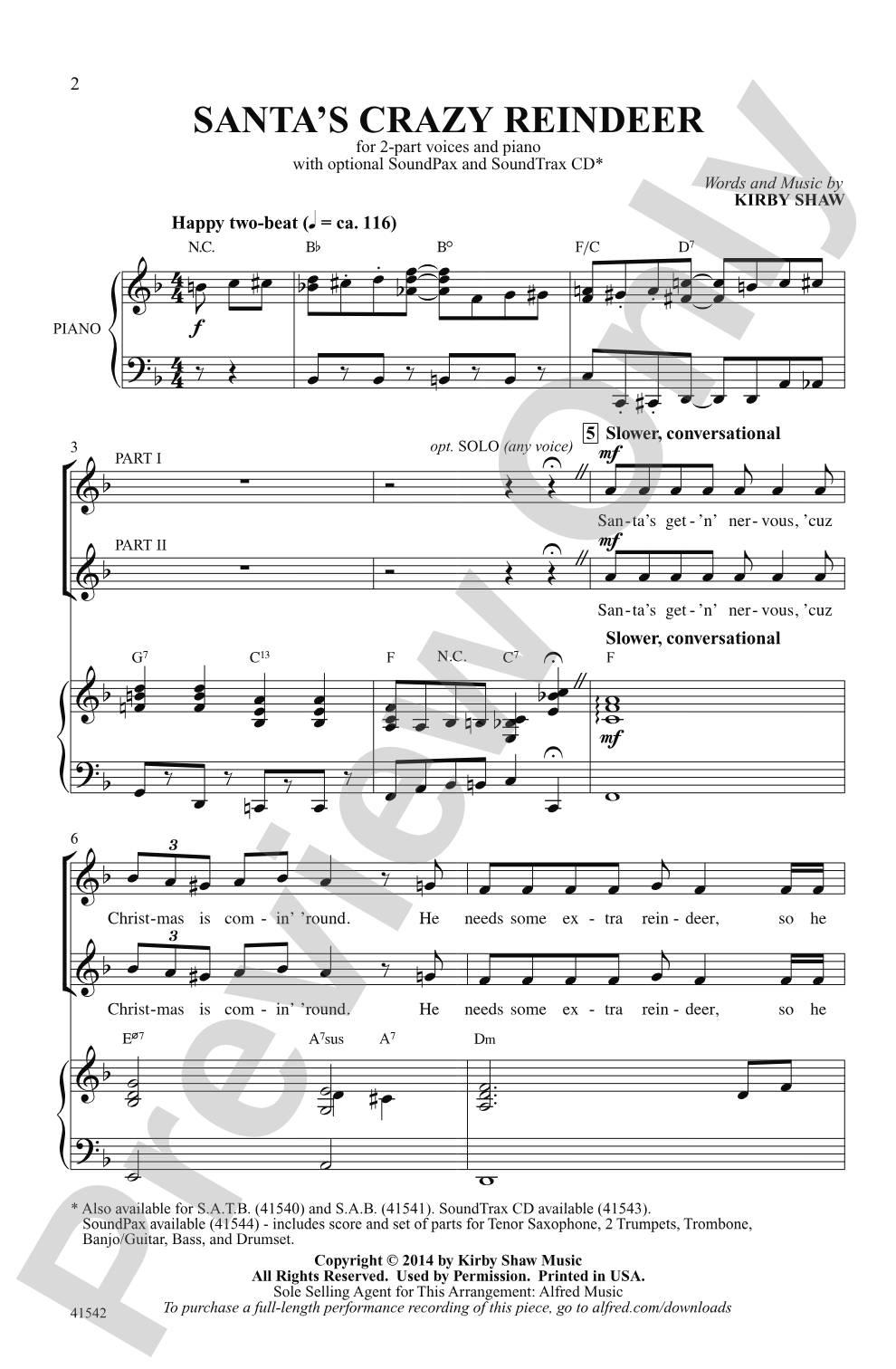 Santa's Crazy Reindeer: 2-Part Choral Octavo