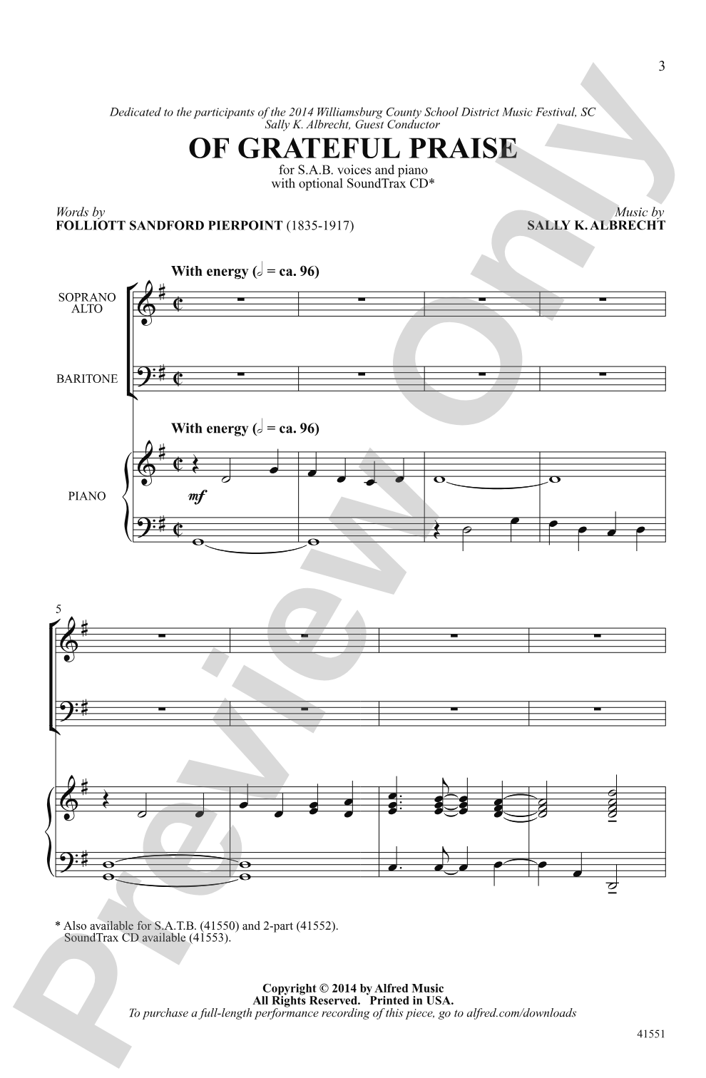 Of Grateful Praise: SAB Choral Octavo