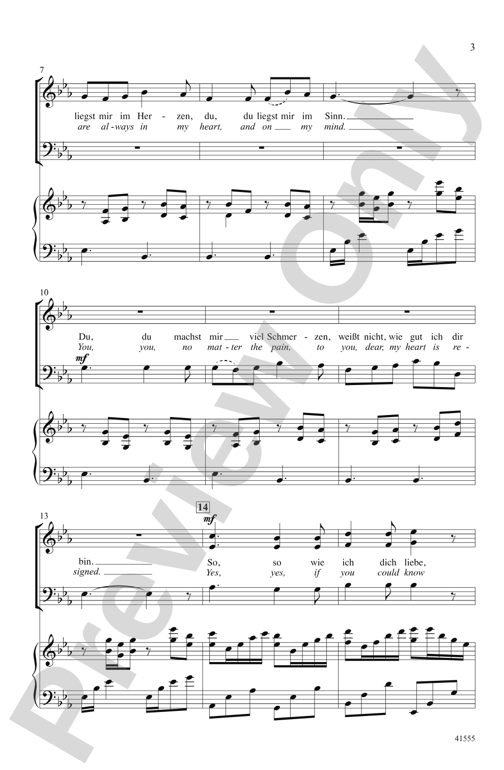 Du, Du Liegst Mir im Herzen: SAB Choral Octavo