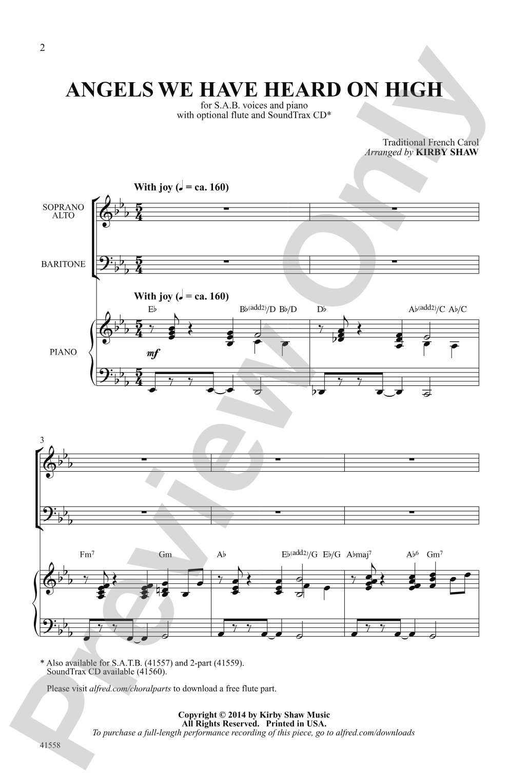 Angels We Have Heard on High: SAB Choral Octavo