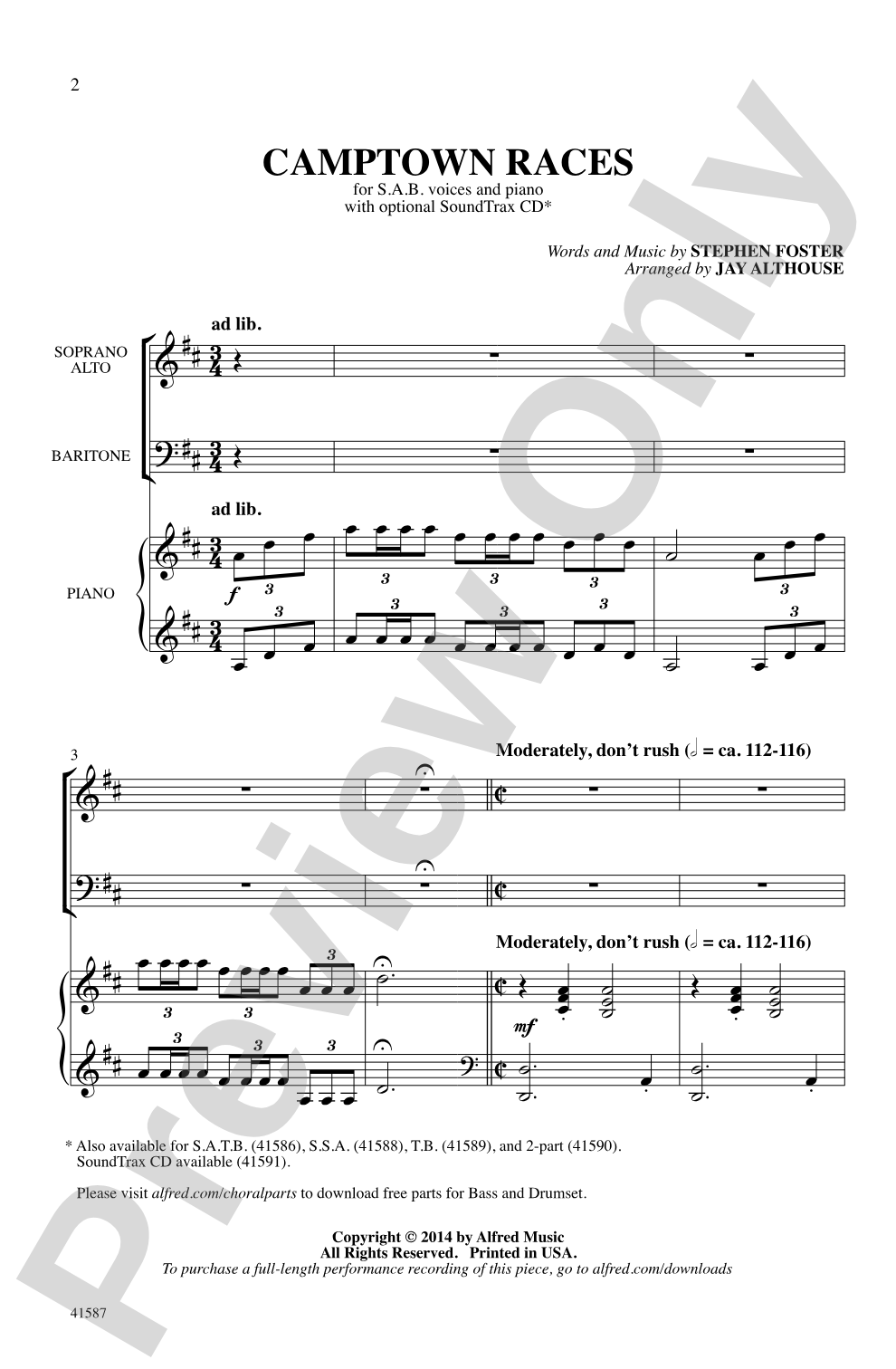 Camptown Races: SAB Choral Octavo