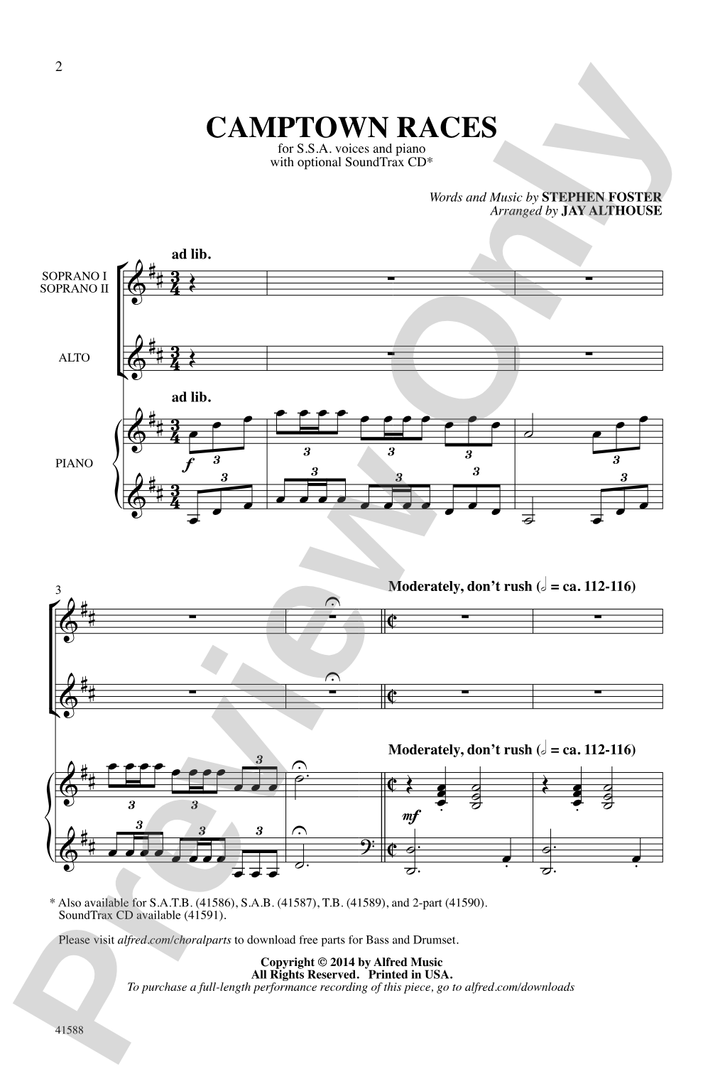 Camptown Races: SSA Choral Octavo