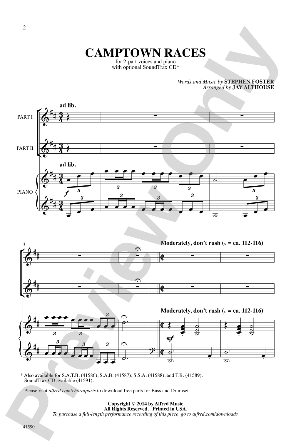 Camptown Races: 2-Part Choral Octavo