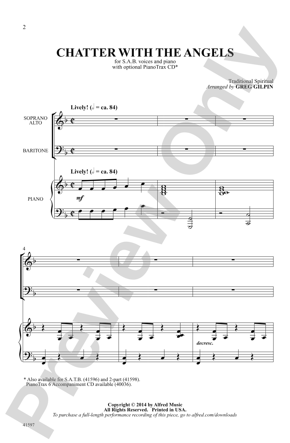 Chatter with the Angels: SAB Choral Octavo