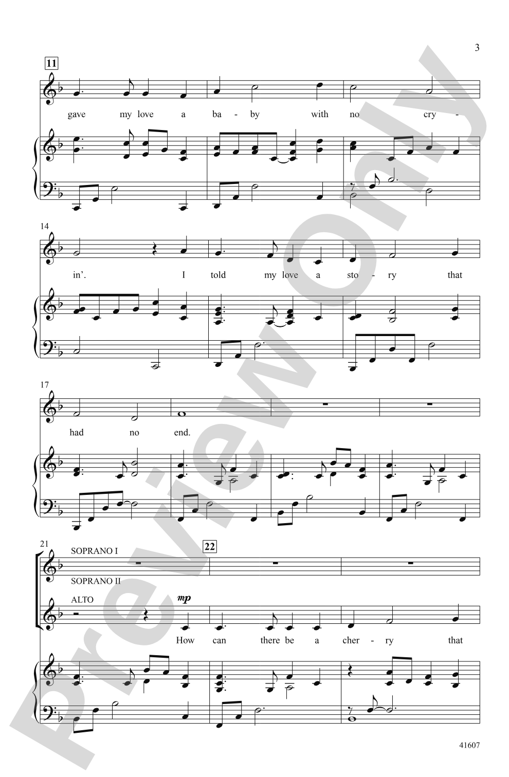 I Gave My Love a Cherry: SSA Choral Octavo