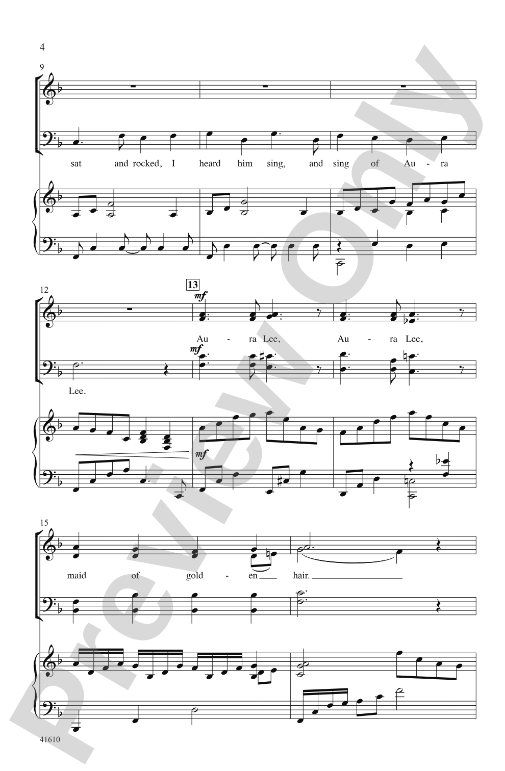 Aura Lee: SATB Choral Octavo