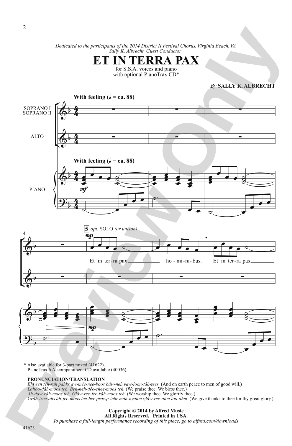 Et in Terra Pax: SSA Choral Octavo