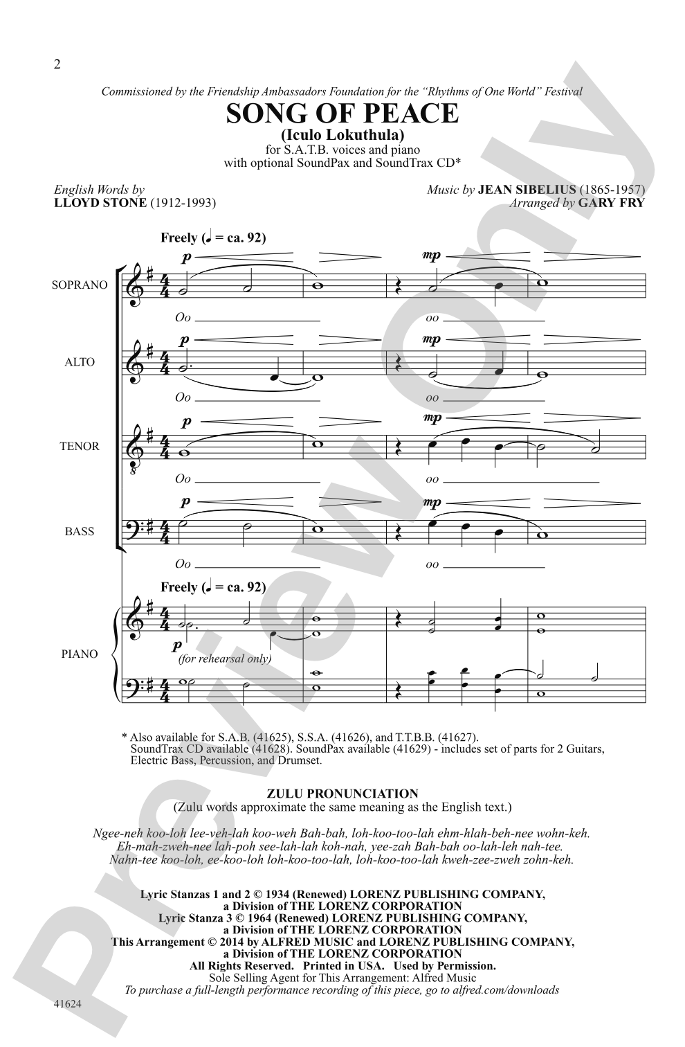 Song of Peace: SATB Choral Octavo