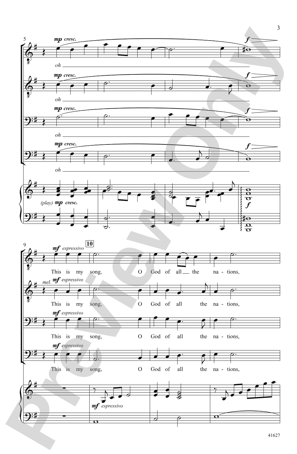 Song of Peace: TTBB Choral Octavo