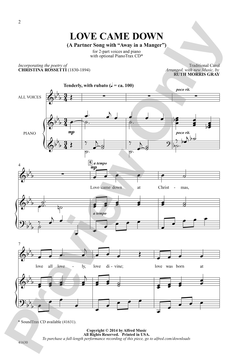 Love Came Down: 2-Part Choral Octavo