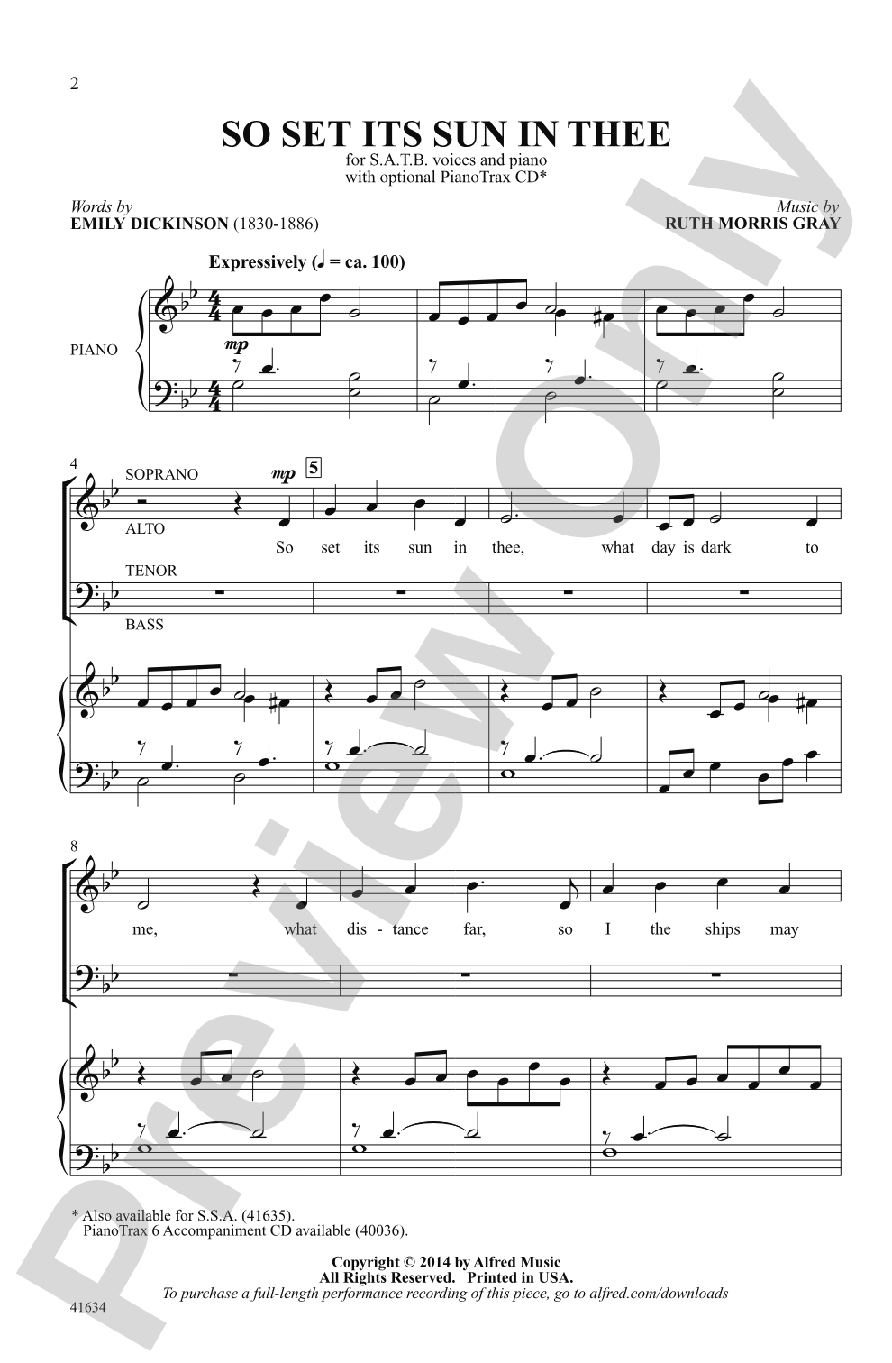 So Set Its Sun in Thee: SATB Choral Octavo
