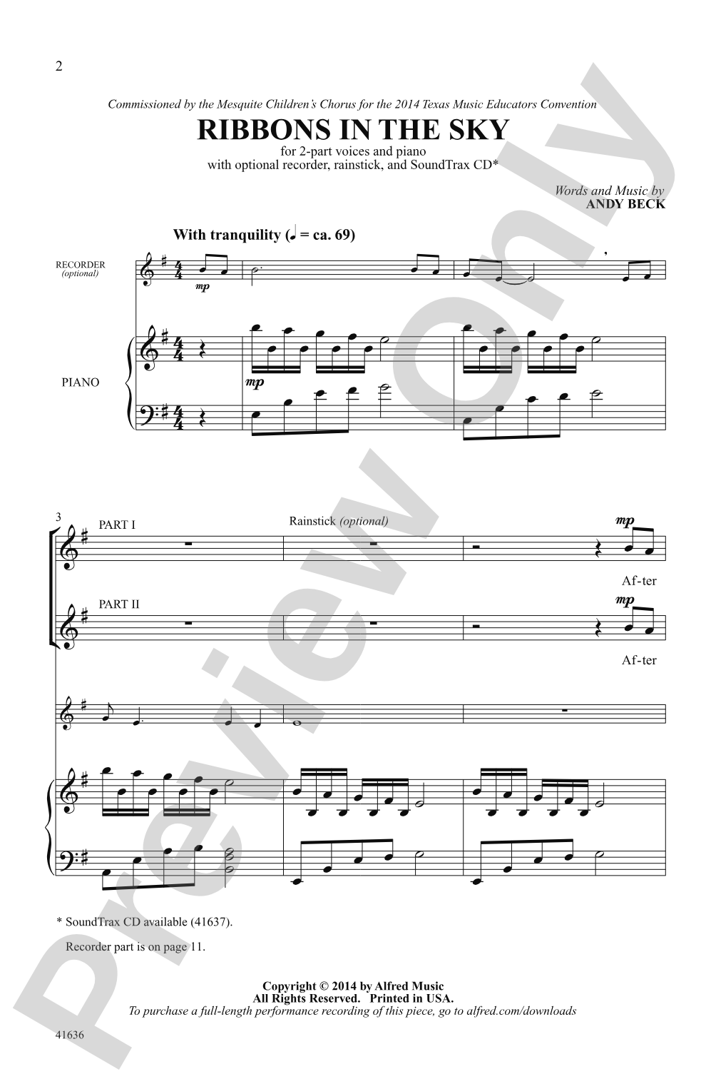 Ribbons in the Sky: 2-Part Choral Octavo