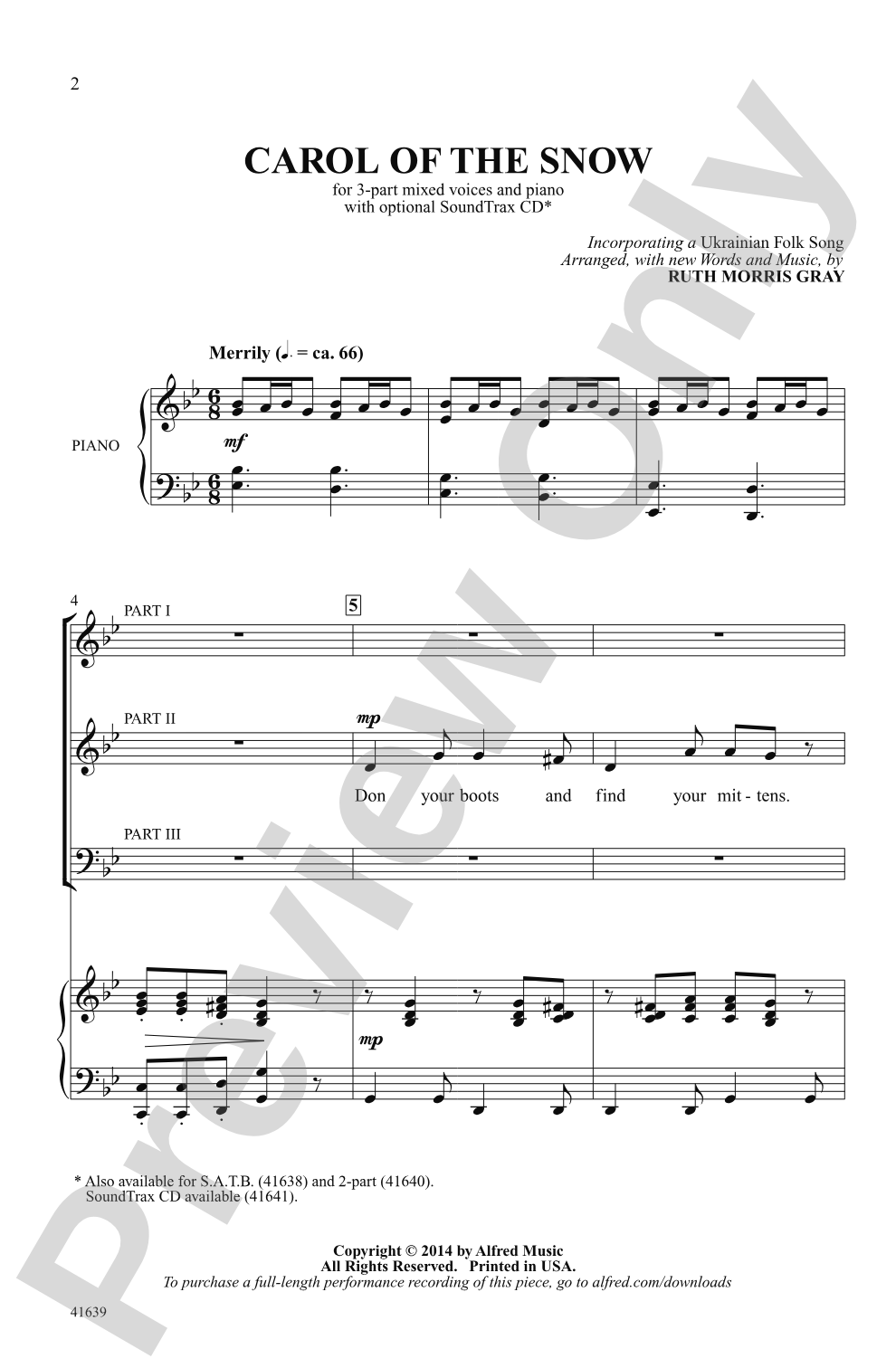 Carol of the Snow: 3-Part Mixed Choral Octavo
