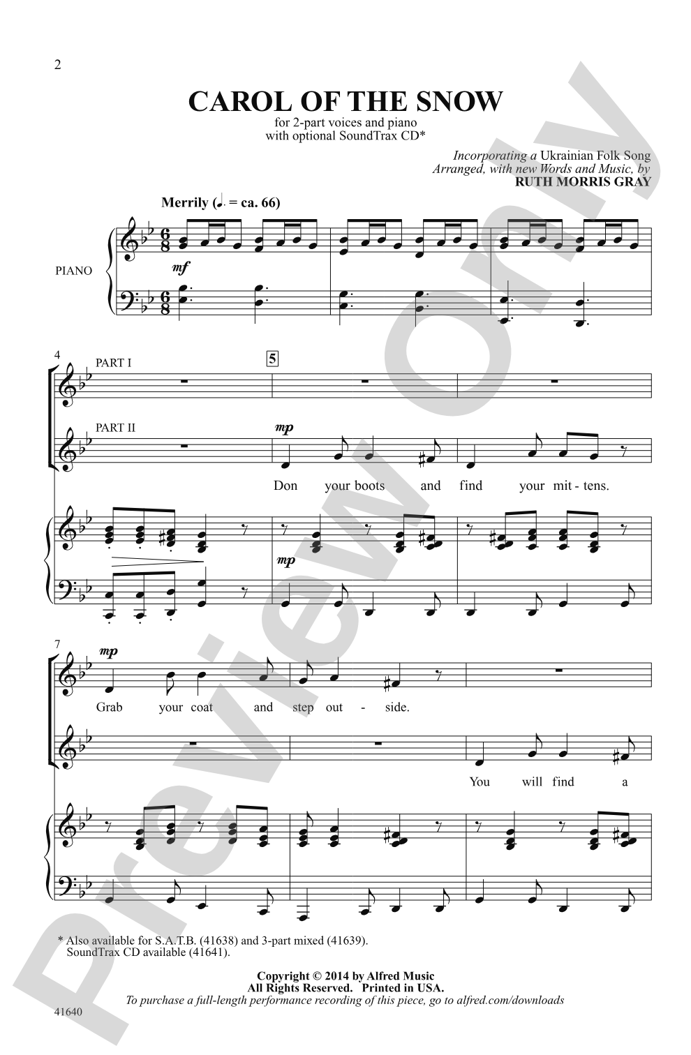 Carol of the Snow: 2-Part Choral Octavo