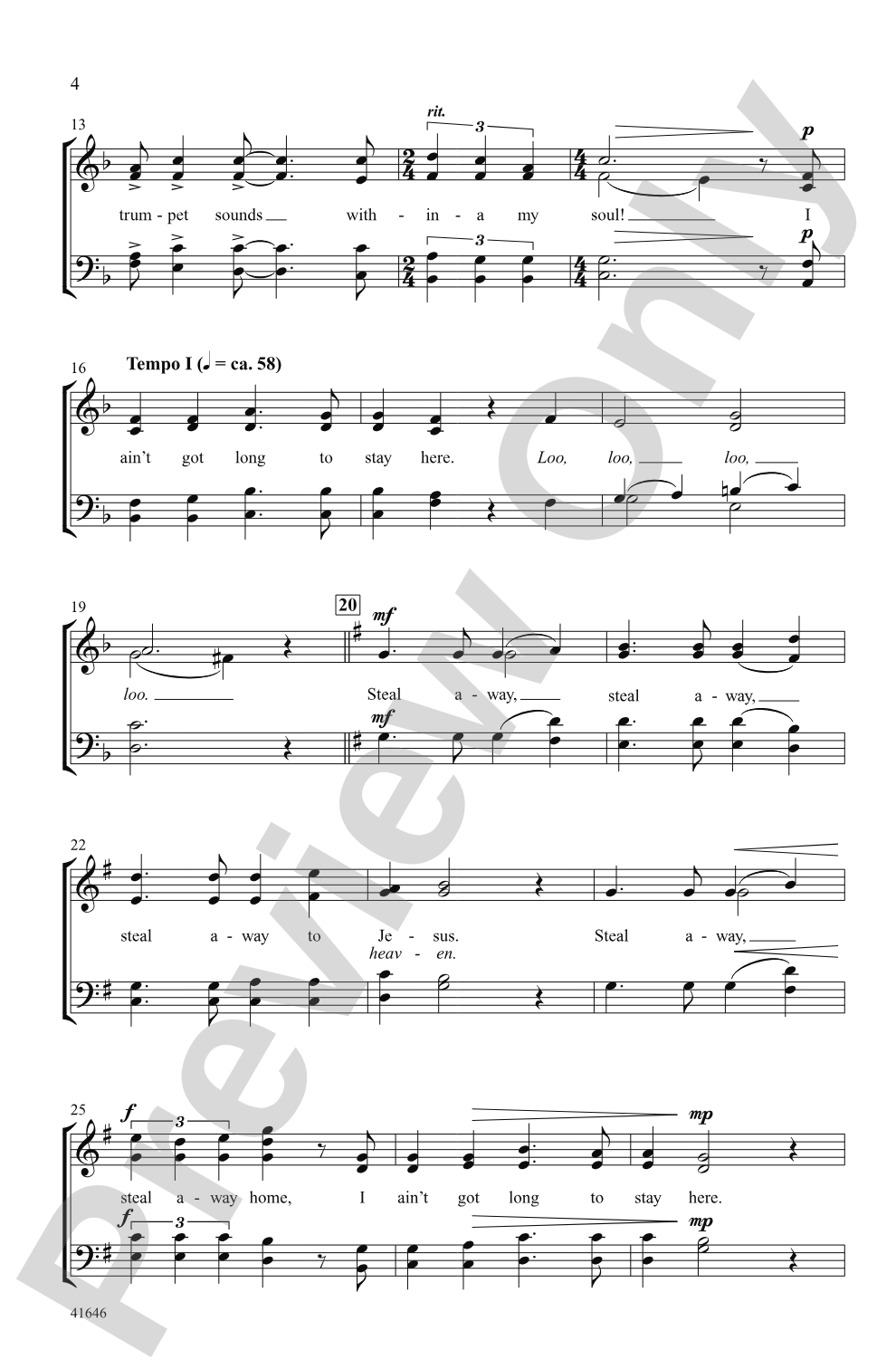 Steal Away: SATB, <i>a cappella</i> Choral Octavo