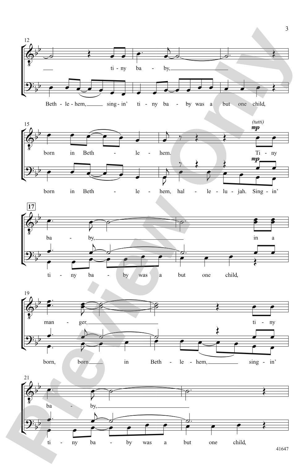 Bethlehem Spiritual: TTBB, <I>a cappella</I> Choral Octavo