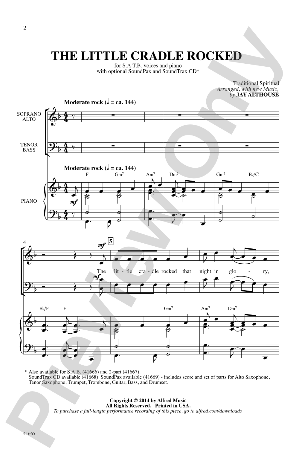 The Little Cradle Rocked: SATB Choral Octavo