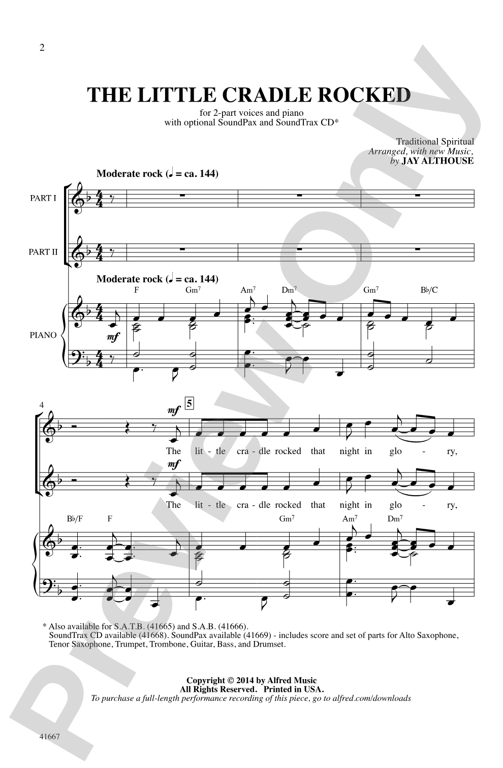 The Little Cradle Rocked: 2-Part Choral Octavo