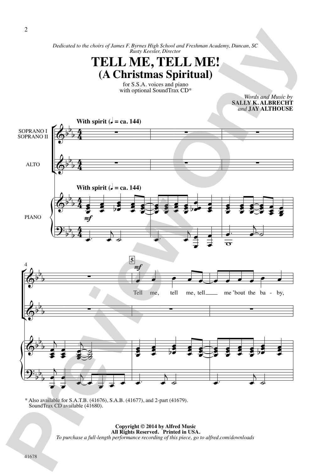 Tell Me, Tell Me!: SSA Choral Octavo